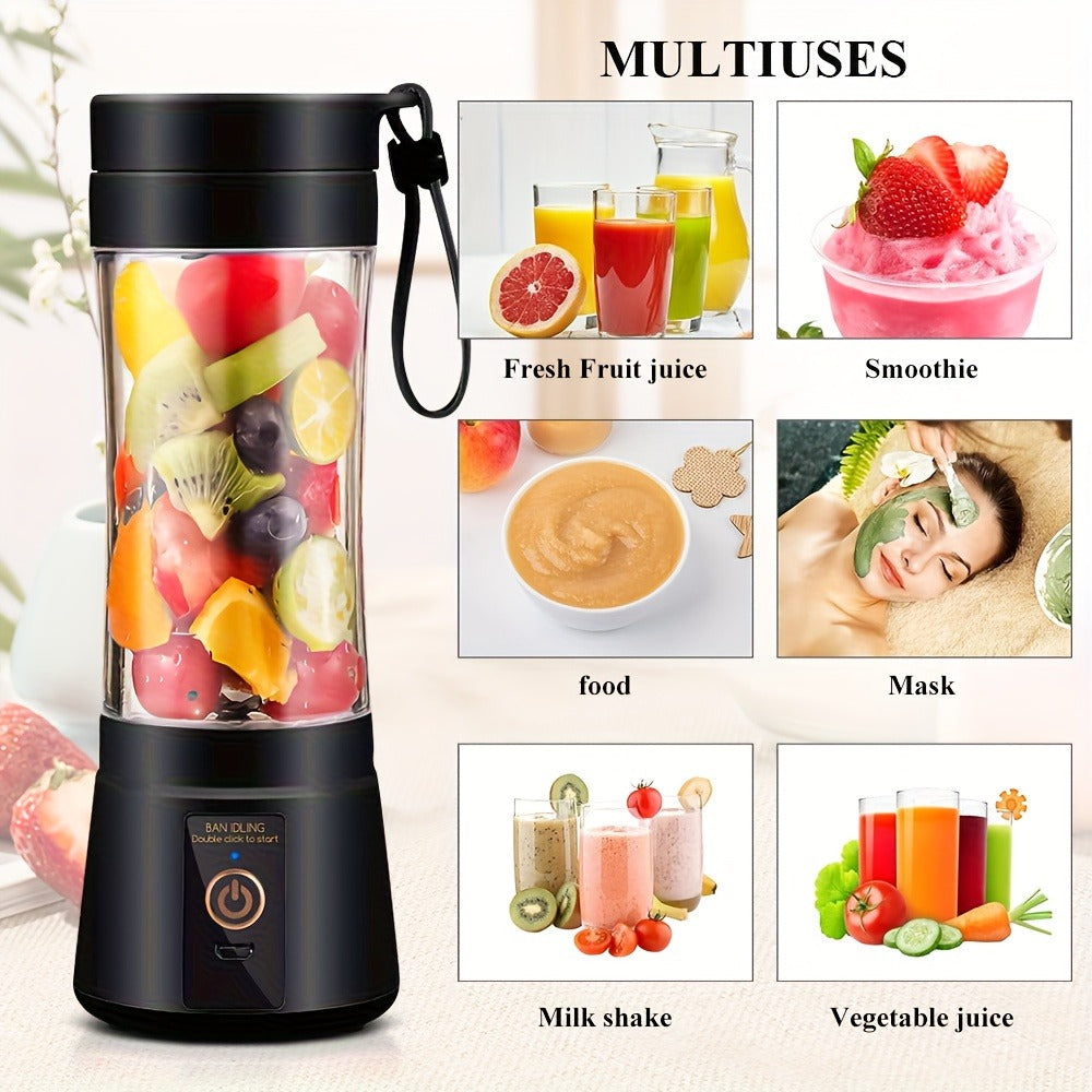 Blender Cup with USB Rechargeable 380ML and 6 Blades for Smoothies