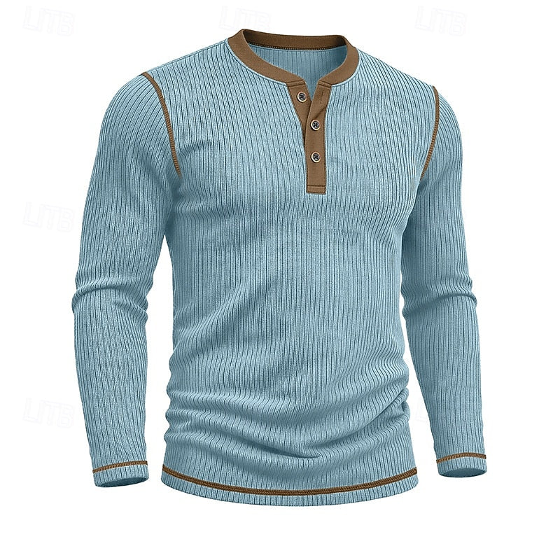 Owen | Geripptes Henley-Shirt mit langen Ärmeln