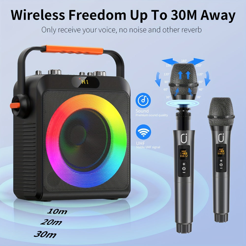 Karaoke Machine, JYX T19-T for Adults 2 Microphones & RGB Light Show, Wireless Bluetooth Speaker