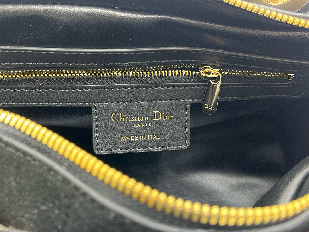 Dior Lady D-Joy Bag Small – Black Velvet Cannage Gold Hardware CD Charm