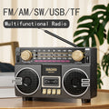 Portable AM/FM/SW Radio with 1200mAh Battery, Bluetooth, USB/TF/AUX Playback and LED Flashlight