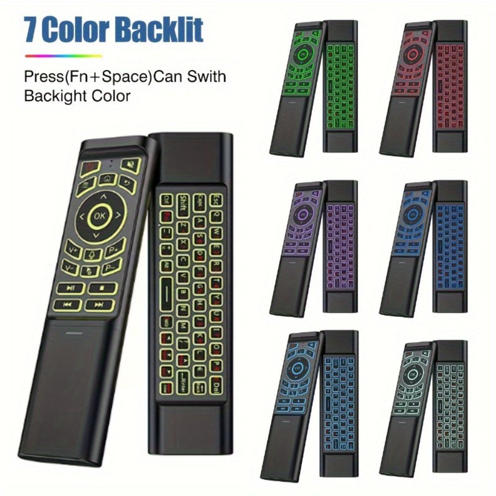 Mini Wireless Keyboard Remote Control Tri-Mode - Bluetooth & 2.4G Dual Channel, 7-Color Backlight