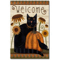 Fall Black Cat Flag Gallery-Wrapped Canvas Wall Art