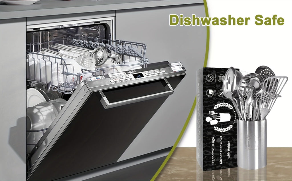 Kitchen Utensils 12-Piece Set with Eleven Cooking Tools and a Stainless Steel Countertop Holder