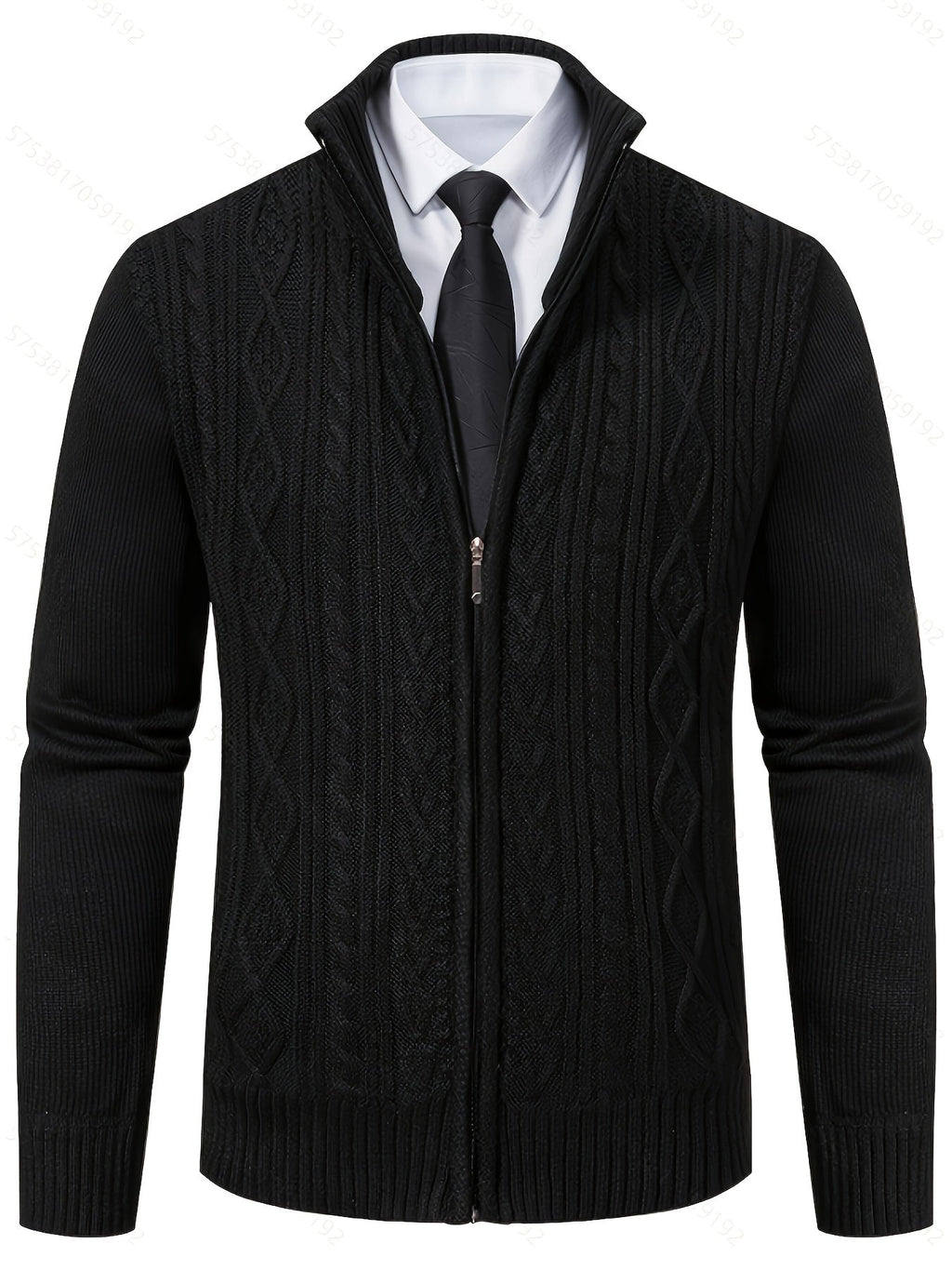 Edmund | Textured Stand-Collar Zip Cardigan