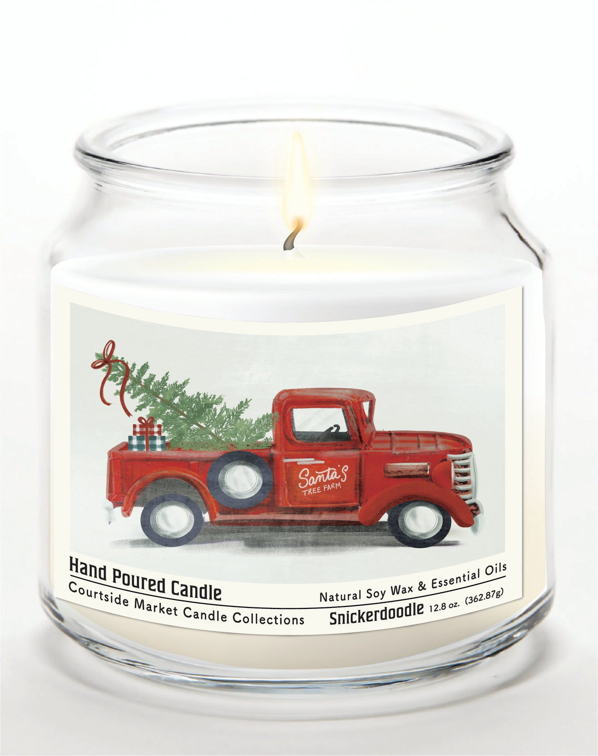 Santos Treefarm 12.8 Oz Candle Glass Jar with Brushed Silver Metal Lid