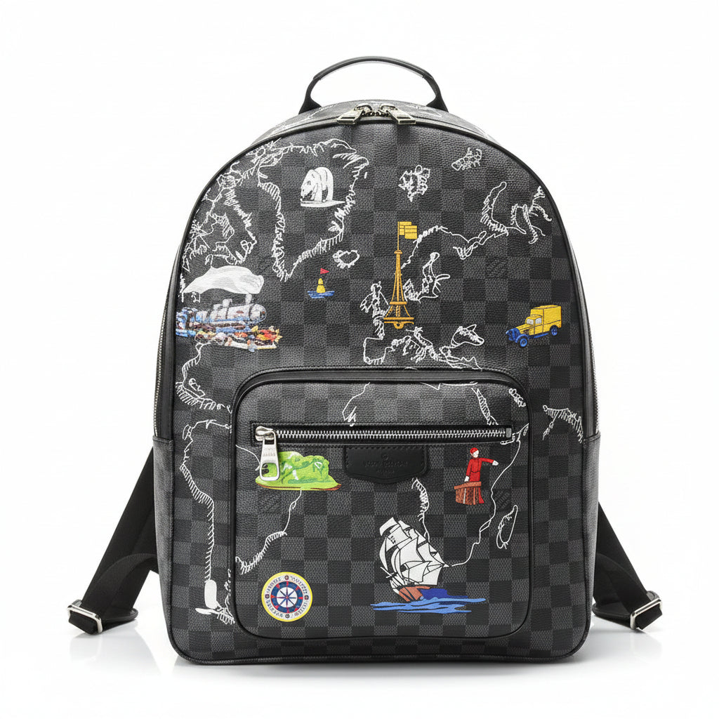 Louis Vuitton Josh Backpack – Damier Graphite Around the World Map Print Limited Edition
