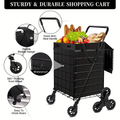 Stair Climbing Cart 8 Wheels 100 LBS Capacity Collapsible Utility Cart Foldable Grocery Dolly with Dual Basket Stainless Steel Frame for Home Office Moving