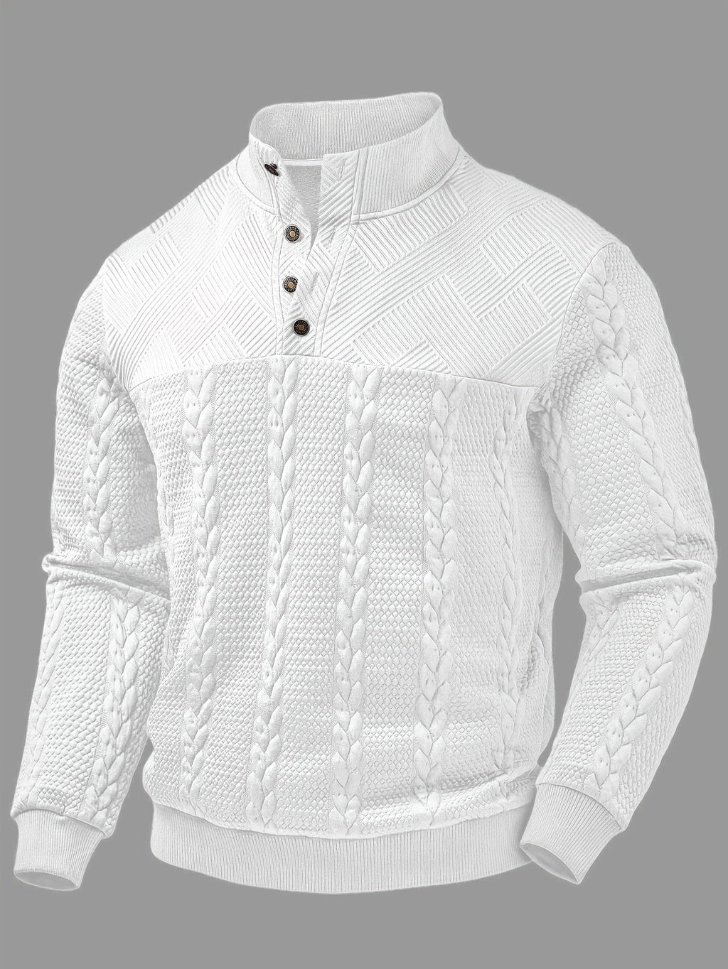 Griffin | Textured Button-Neck Pullover