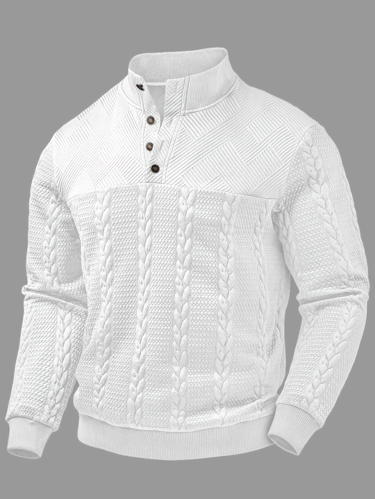 Griffin | Textured Button-Neck Pullover