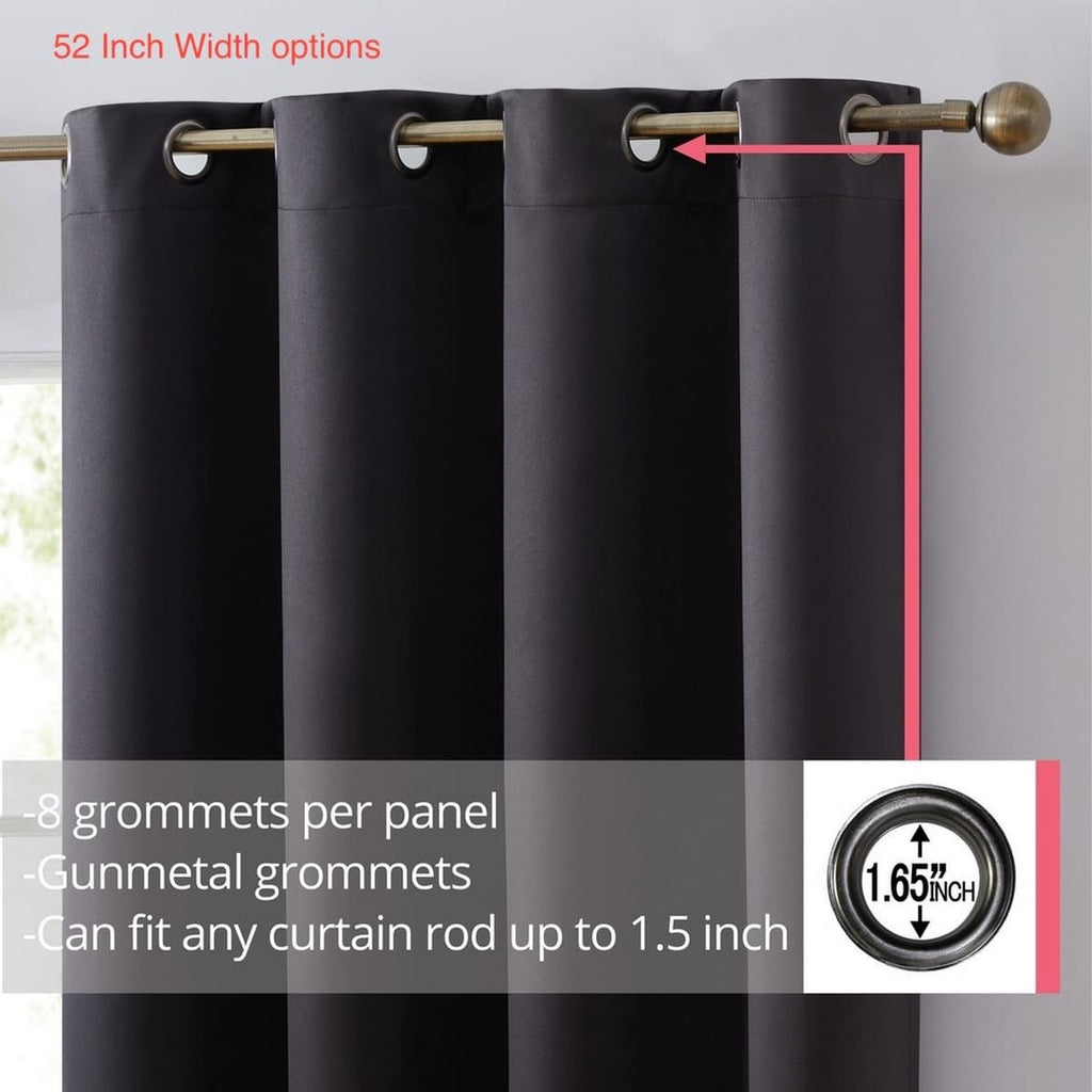 Thd Lawrence 100% Full Blackout Thermal Insulated Energy-Saving Grommet Curtain Panels (Set of 2)
