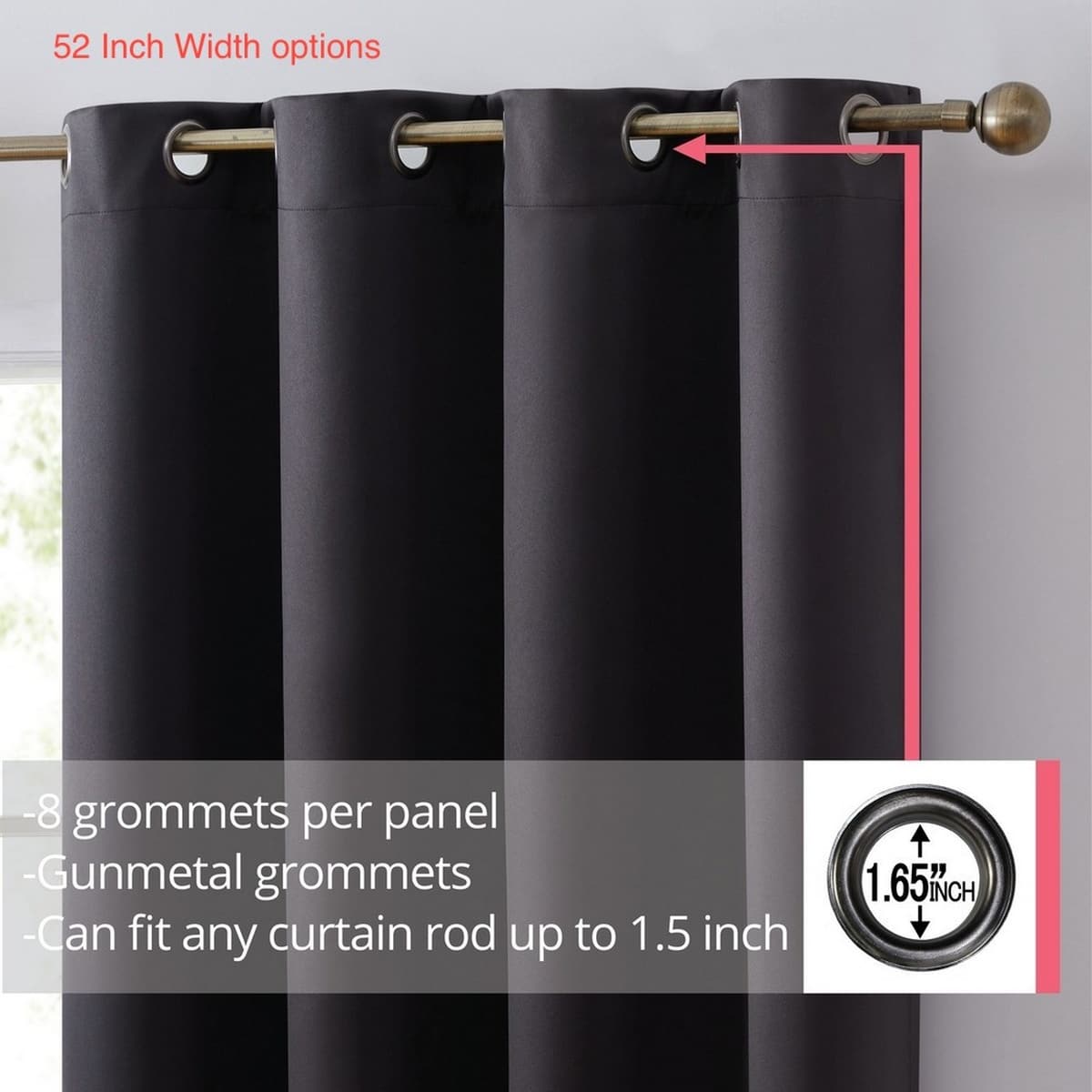 Thd Lawrence 100% Full Blackout Thermal Insulated Energy-Saving Grommet Curtain Panels (Set of 2)