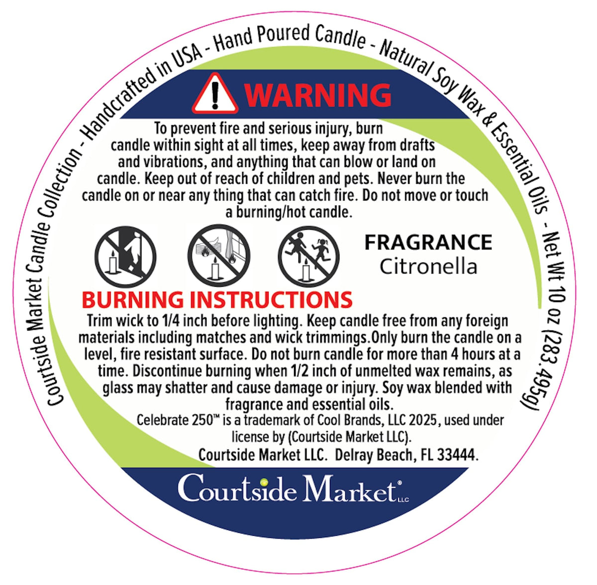 Celebrate 250 Patriotic Heart Wreath 10 Oz Citronella Soy Wax Candle with Wounded Warrior Project