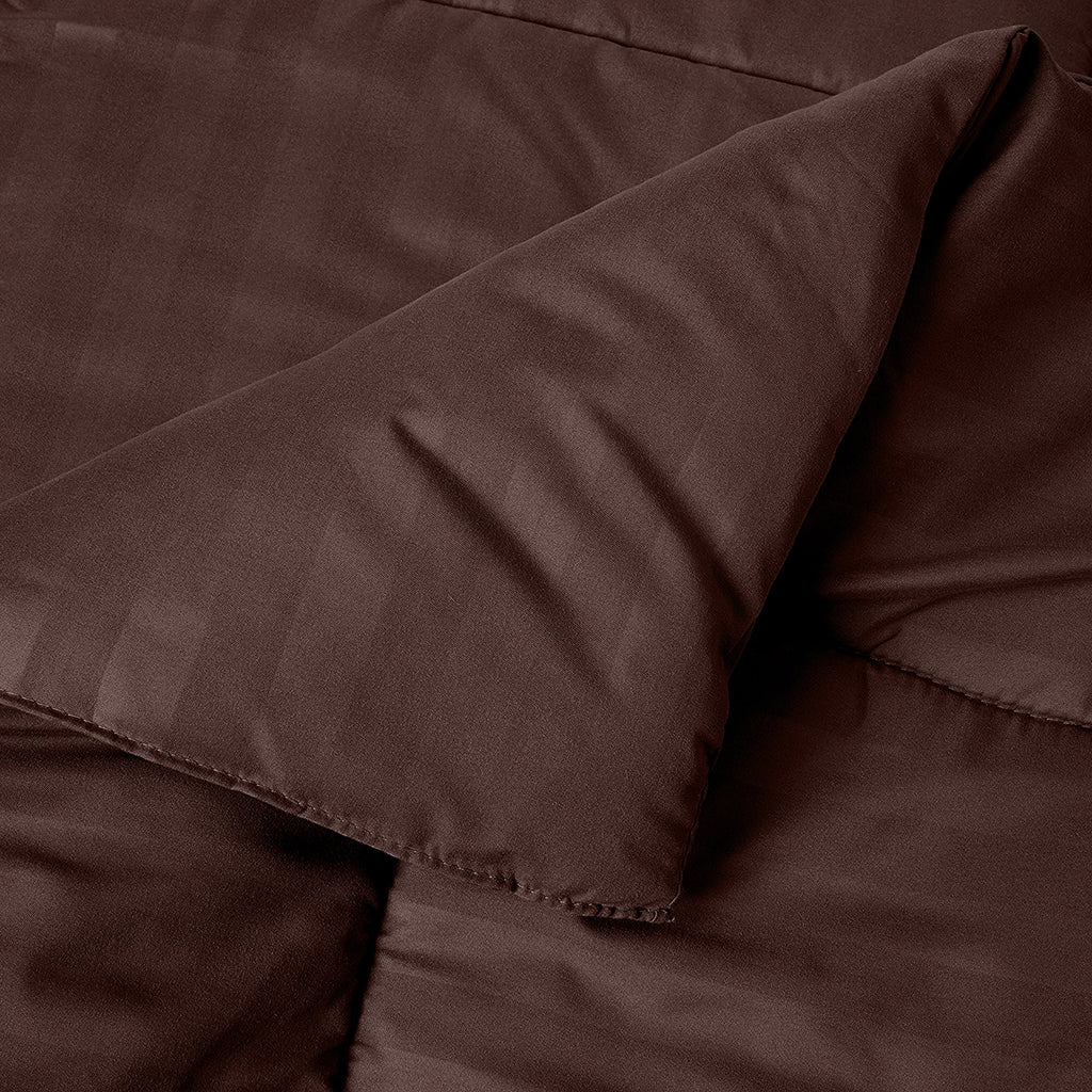 Elegant Comfort 8-Piece Dobby Stripe Comforter Set - Includes 4-Piece Sheet Set with Double Sided Storage Pockets