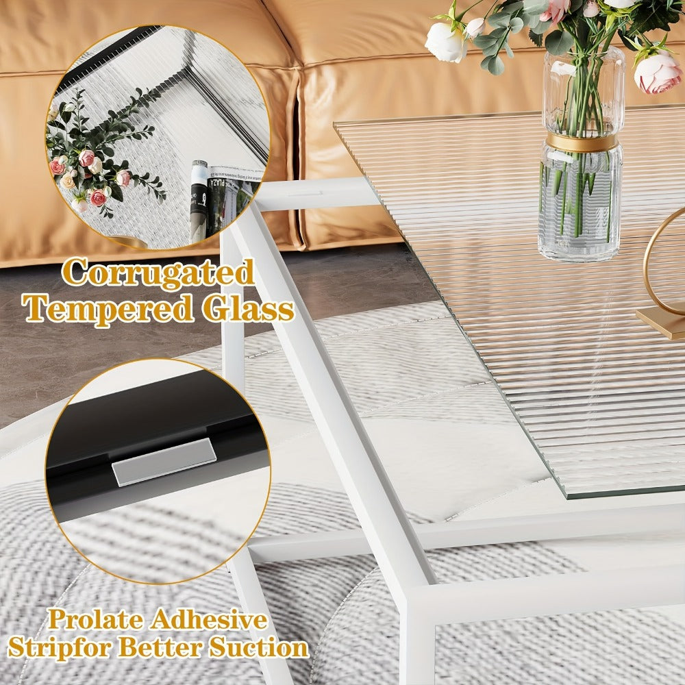 Clear Coffee Table, Modern Accent Table for Work, Display, and Everyday Use in Living Room