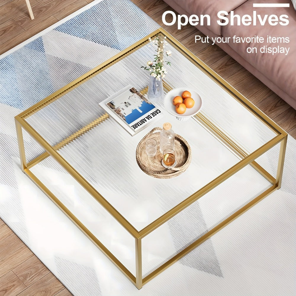 Clear Coffee Table, Modern Accent Table for Work, Display, and Everyday Use in Living Room