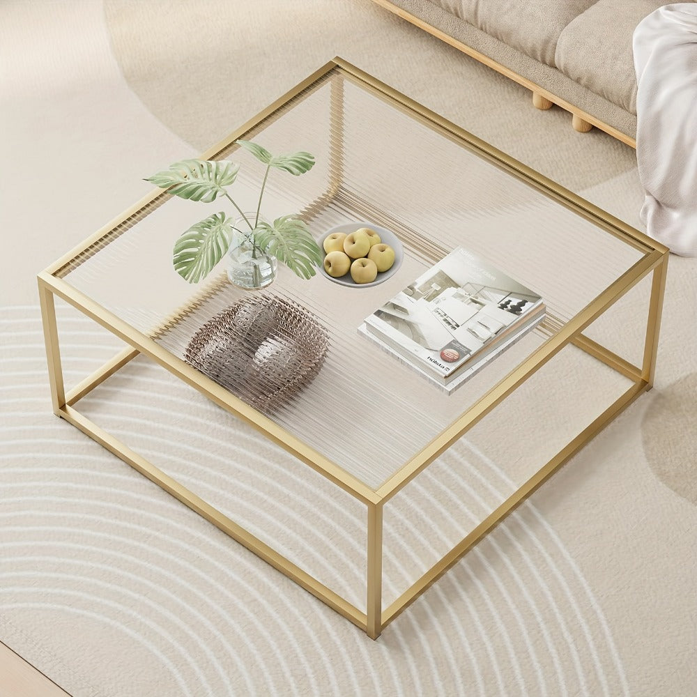 Clear Coffee Table, Modern Accent Table for Work, Display, and Everyday Use in Living Room