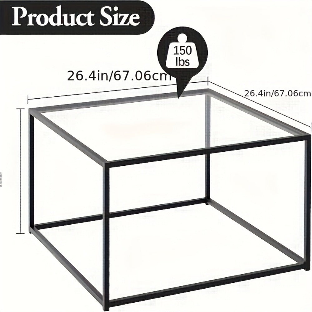 Clear Coffee Table, Modern Accent Table for Work, Display, and Everyday Use in Living Room