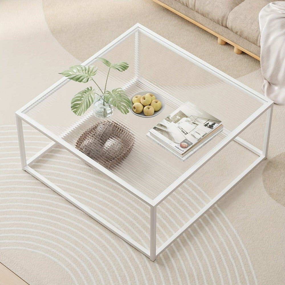 Clear Coffee Table, Modern Accent Table for Work, Display, and Everyday Use in Living Room