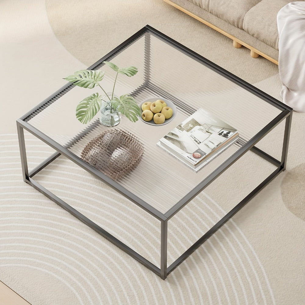 Clear Coffee Table, Modern Accent Table for Work, Display, and Everyday Use in Living Room