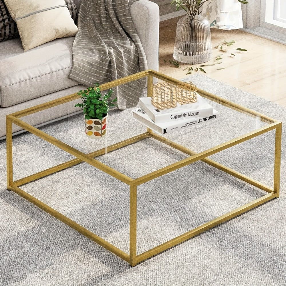 Clear Coffee Table, Modern Accent Table for Work, Display, and Everyday Use in Living Room