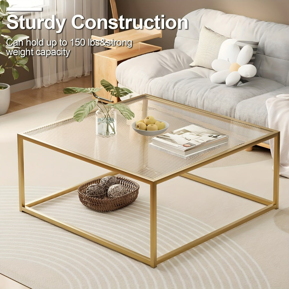 Clear Coffee Table, Modern Accent Table for Work, Display, and Everyday Use in Living Room