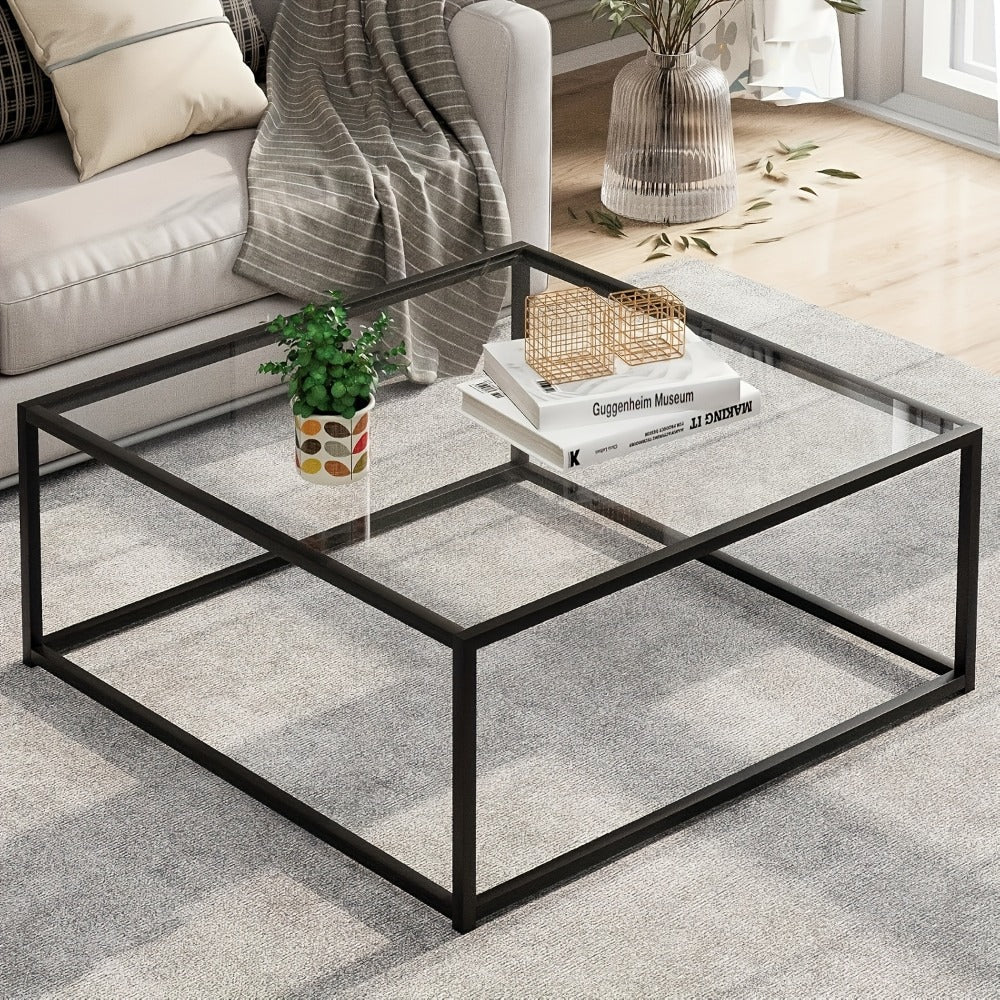 Clear Coffee Table, Modern Accent Table for Work, Display, and Everyday Use in Living Room