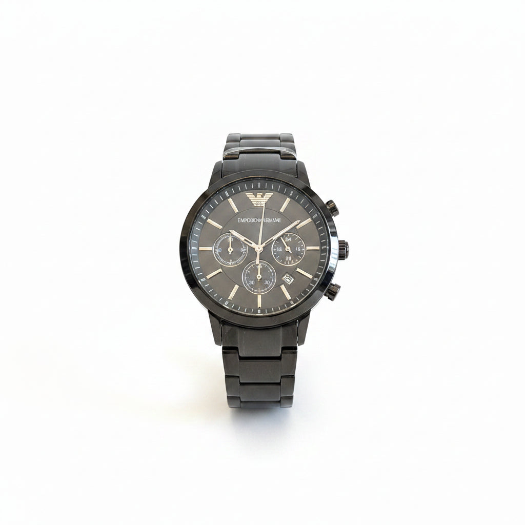 Emporio Armani Renato Men's Chronograph Watch – Full Black Gold Accent