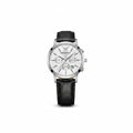 Emporio Armani Men's Chronograph Dress Watch – White Dial Black Leather Strap