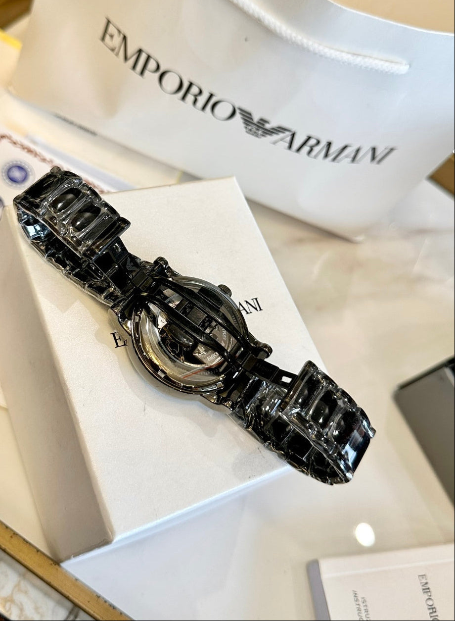 Emporio Armani Meccanico Men's Skeleton Automatic Watch – Gunmetal