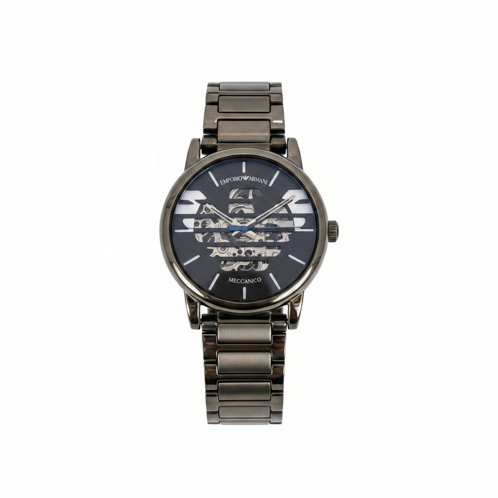 Emporio Armani Meccanico Men's Skeleton Automatic Watch – Gunmetal