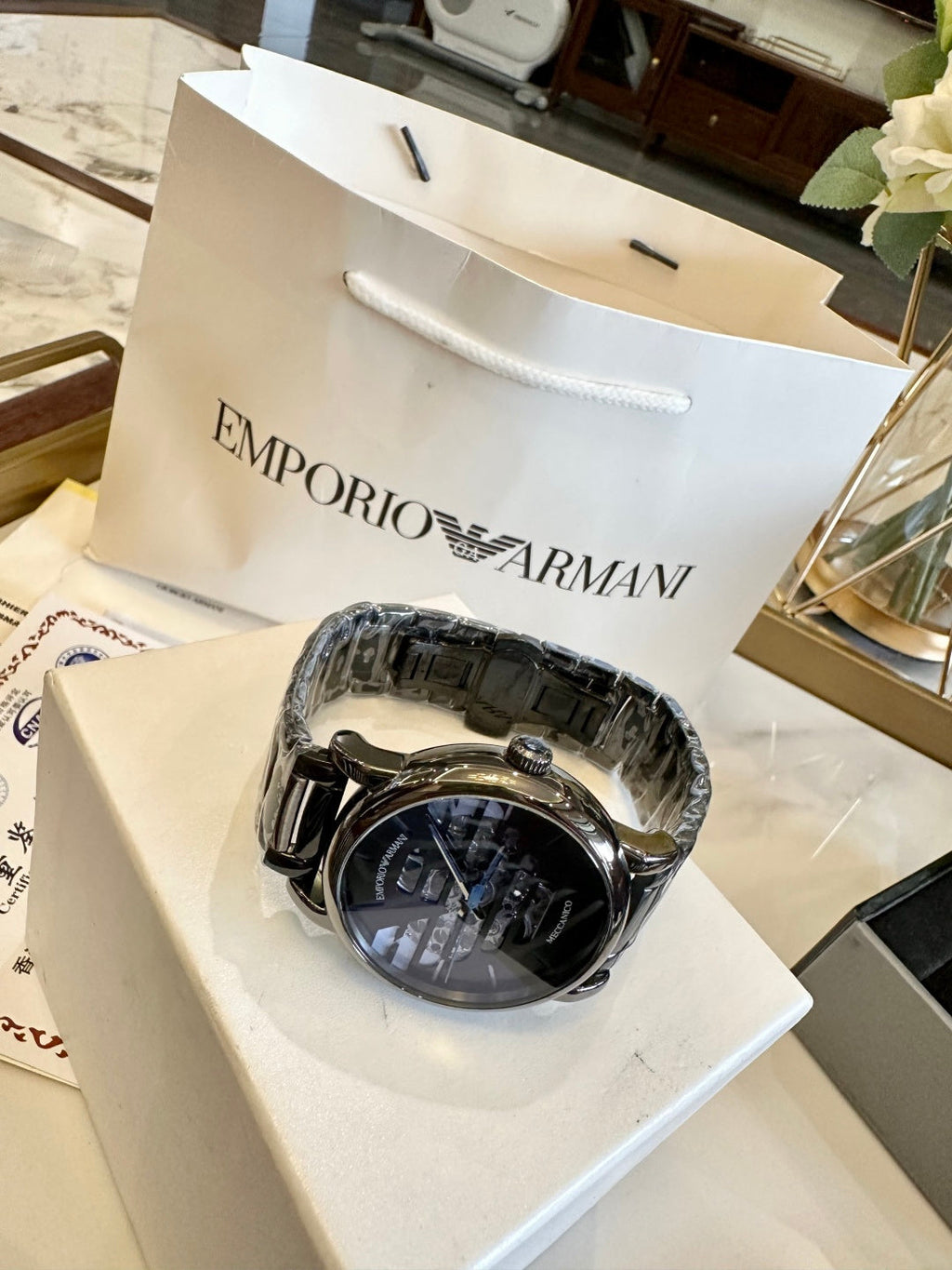 Emporio Armani Meccanico Men's Skeleton Automatic Watch – Gunmetal