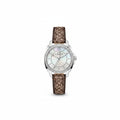 Coach Ladies Watch – Crystal Bezel Mother-of-Pearl Signature Canvas Strap