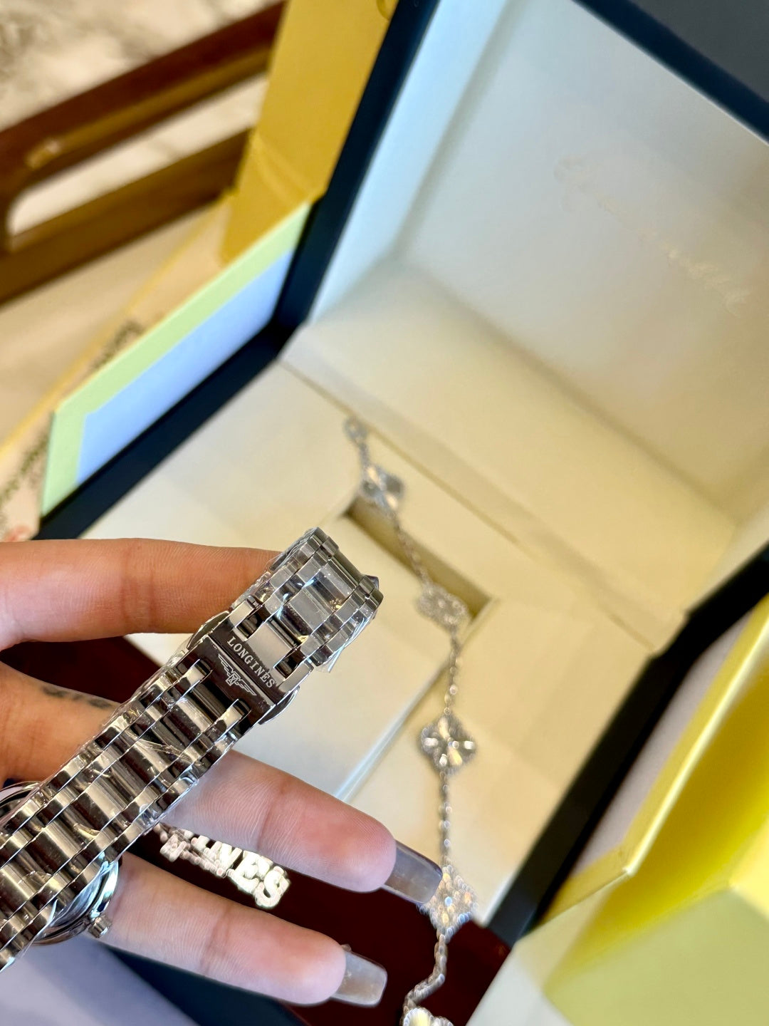 Longines PrimaLuna Ladies Watch & Clover Bracelet Gift Set