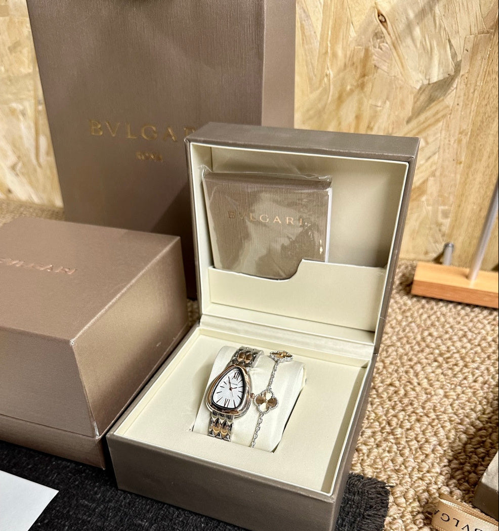 Bvlgari Serpenti Two-Tone Watch & Clover Bracelet Gift Set