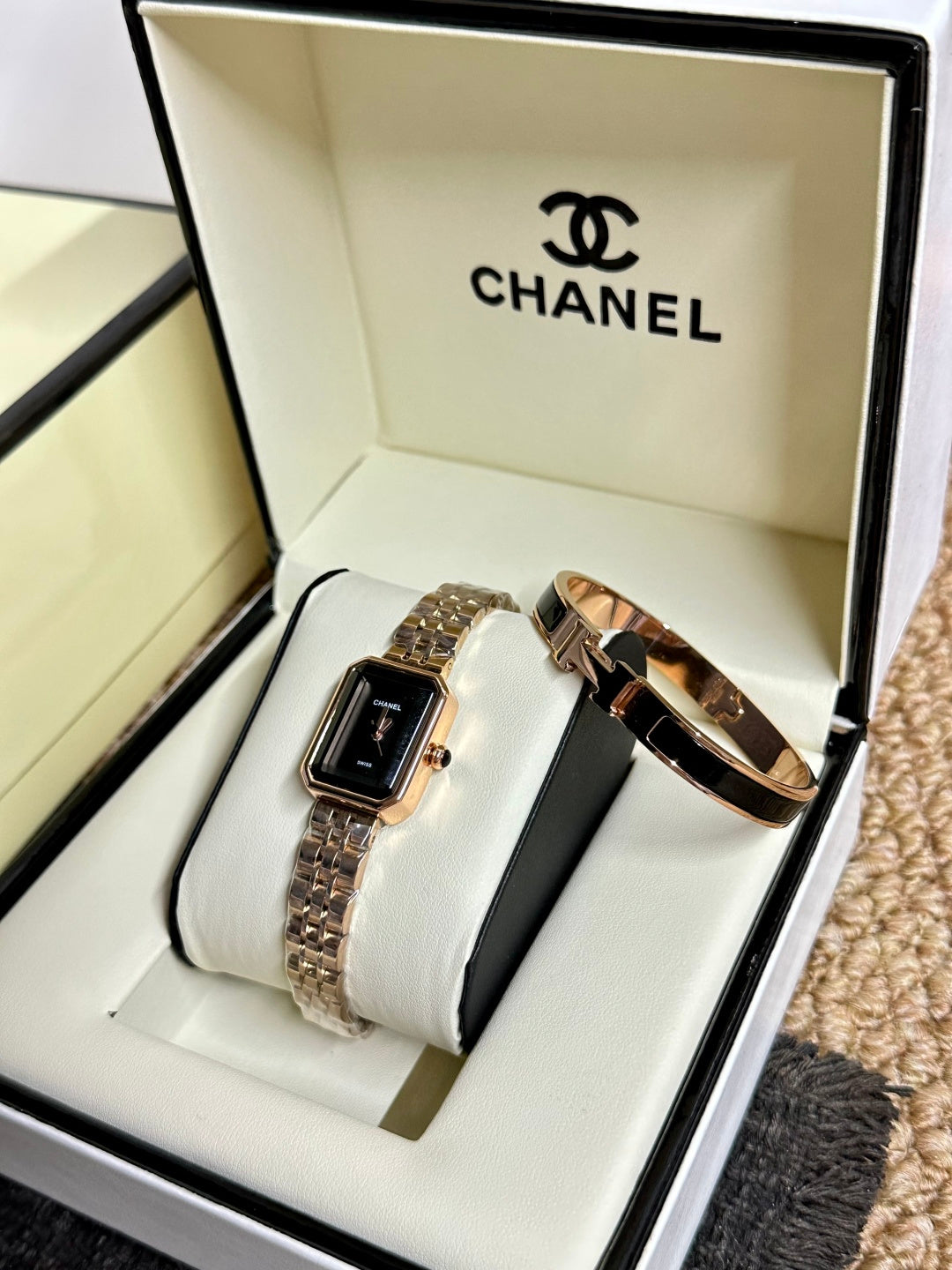 Chanel Première Gold-Tone Watch & Bangle Gift Set