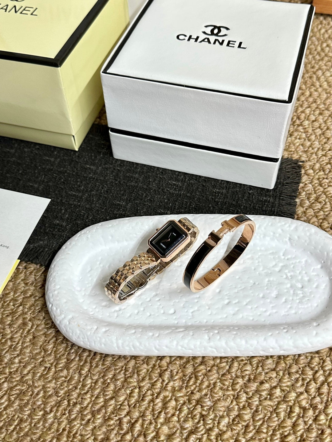 Chanel Première Gold-Tone Watch & Bangle Gift Set
