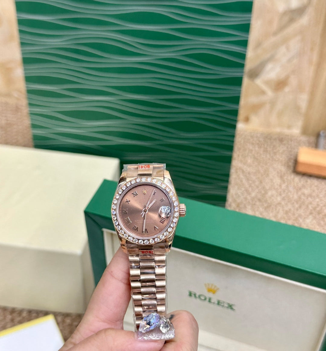 Rolex Datejust Ladies Rose Gold Watch & Clover Bracelet Gift Set