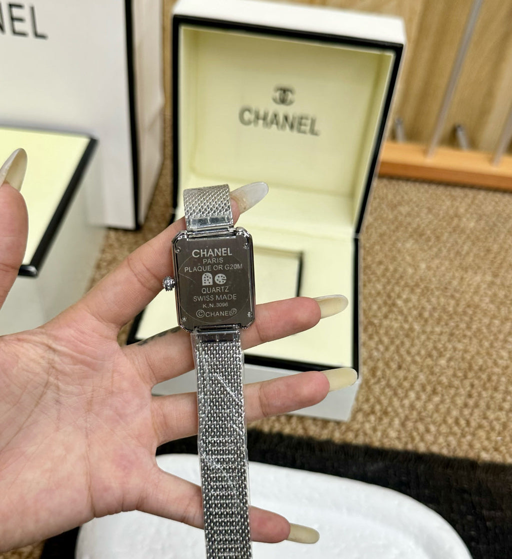 Chanel Première Ladies Watch – Silver Diamond Bezel Mesh Bracelet
