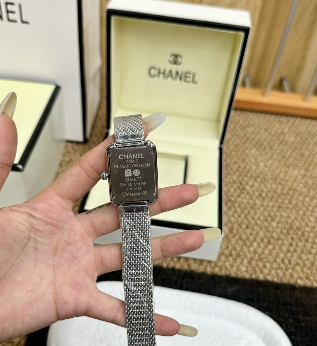 Chanel Première Ladies Watch – Silver Diamond Bezel Mesh Bracelet