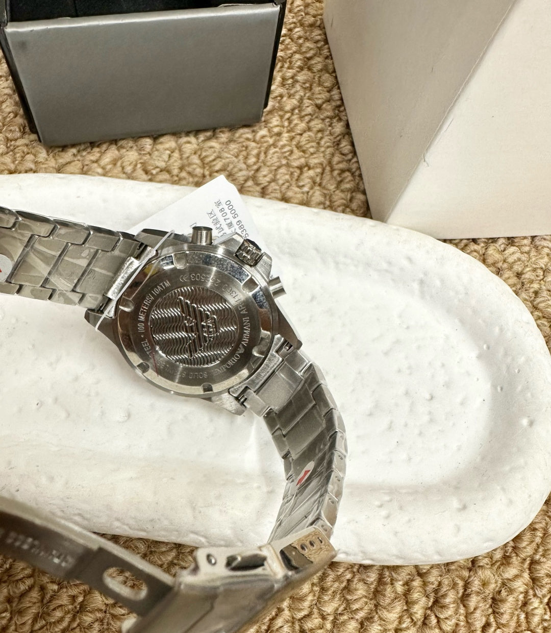 Emporio Armani Men's Diver Chronograph Watch – Silver Black Bezel