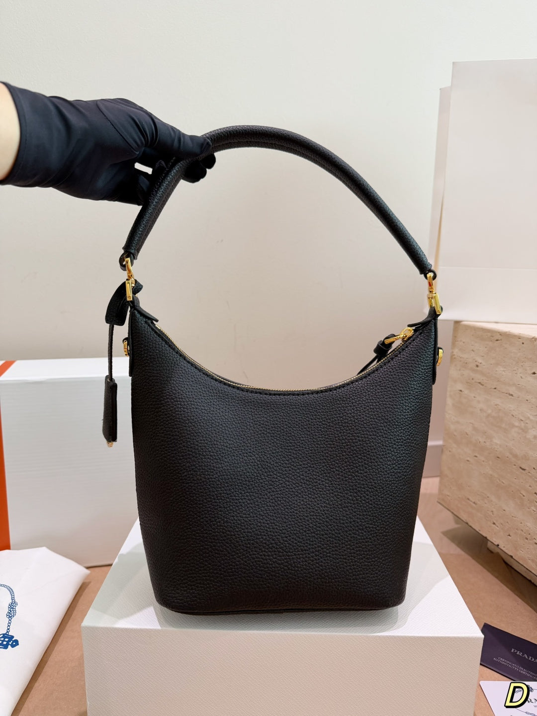 Prada Milano Black Leather Hobo Bag