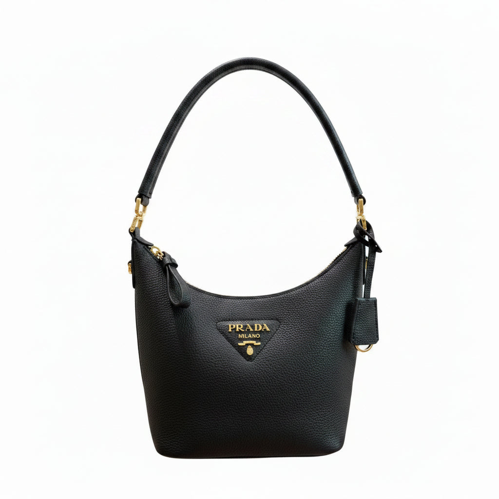 Prada Milano Black Leather Hobo Bag