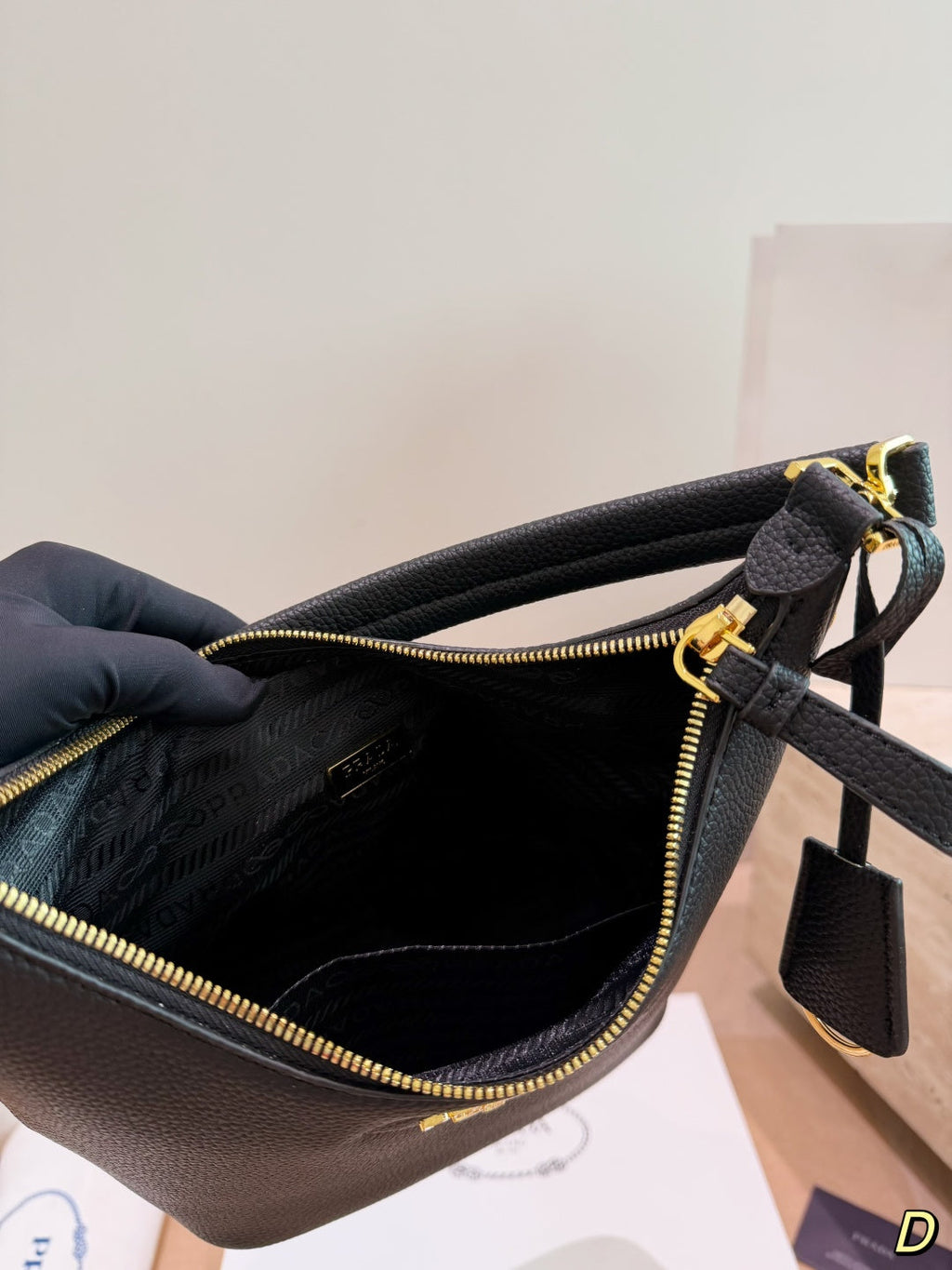 Prada Milano Black Leather Hobo Bag