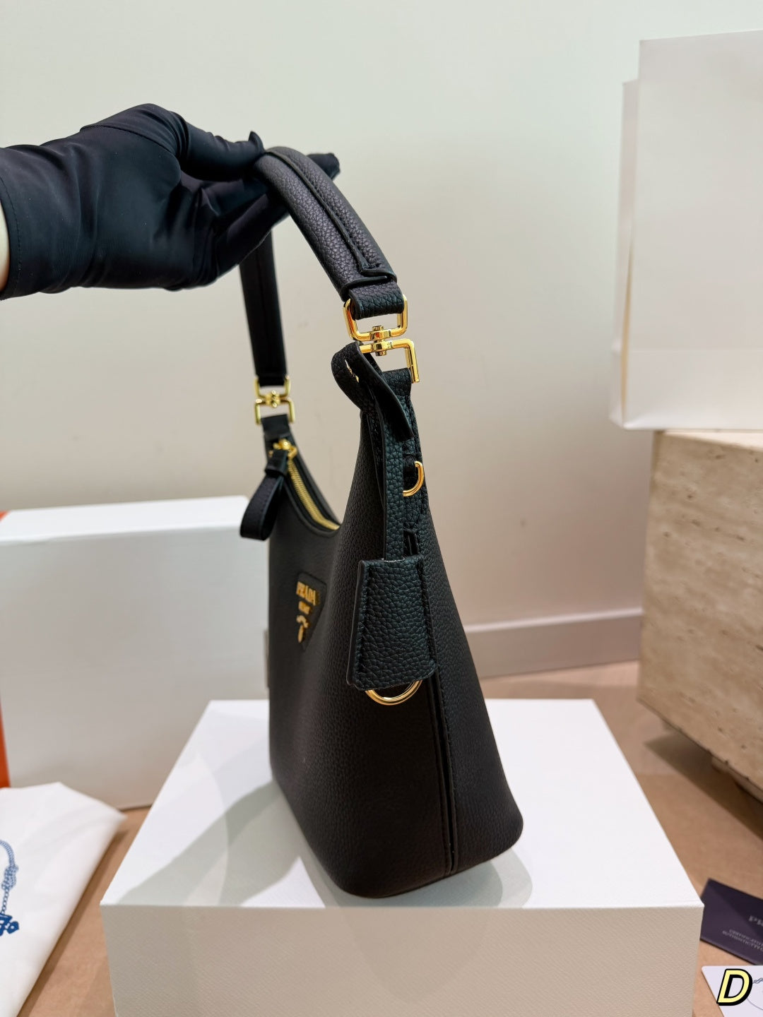 Prada Milano Black Leather Hobo Bag