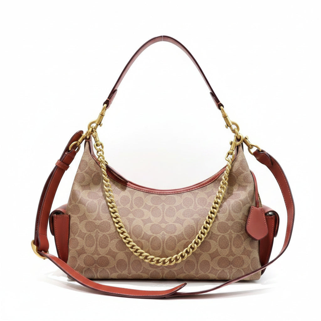 Coach Signature Canvas Hobo Bag – Tan Saddle