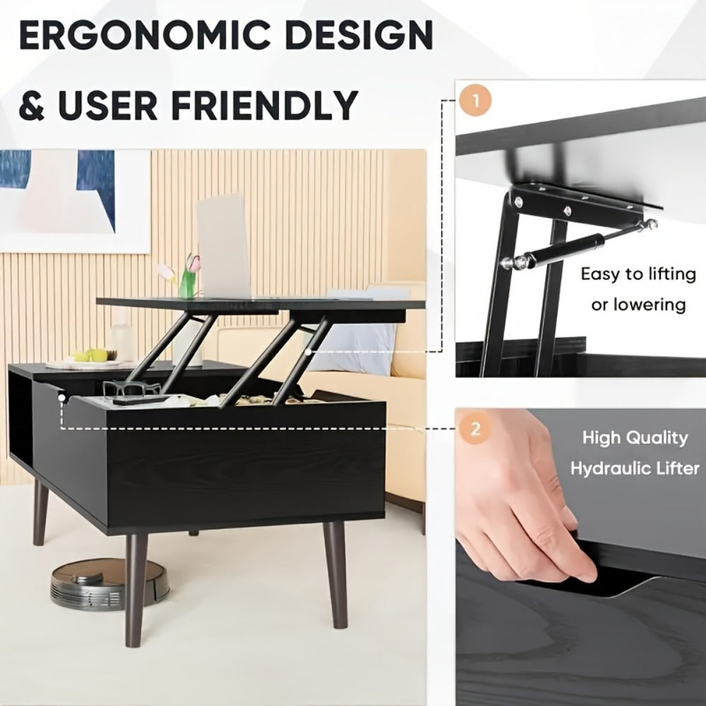 Coffee Table with Hidden Storage for Work, Display, and Everyday Use