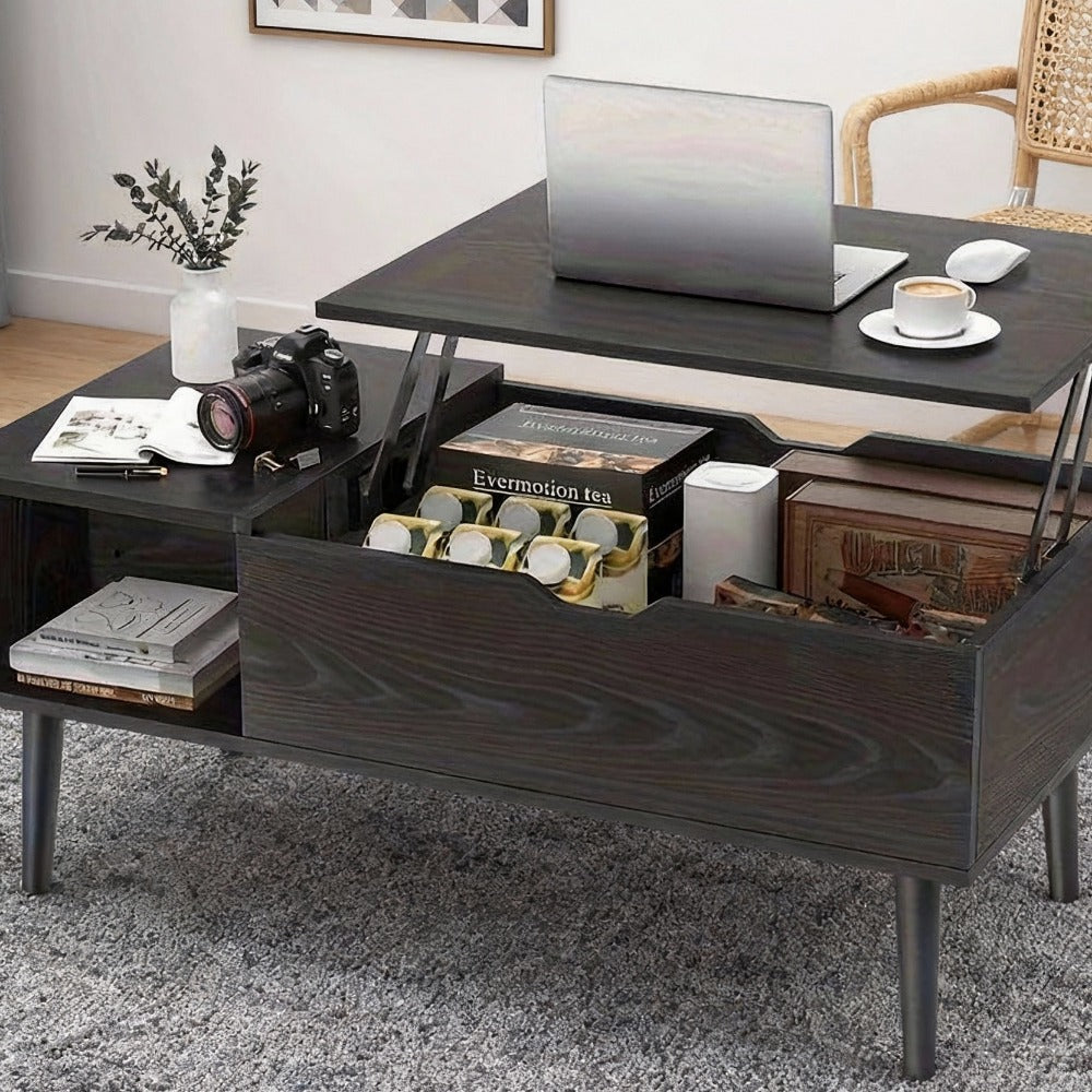 Coffee Table with Hidden Storage for Work, Display, and Everyday Use