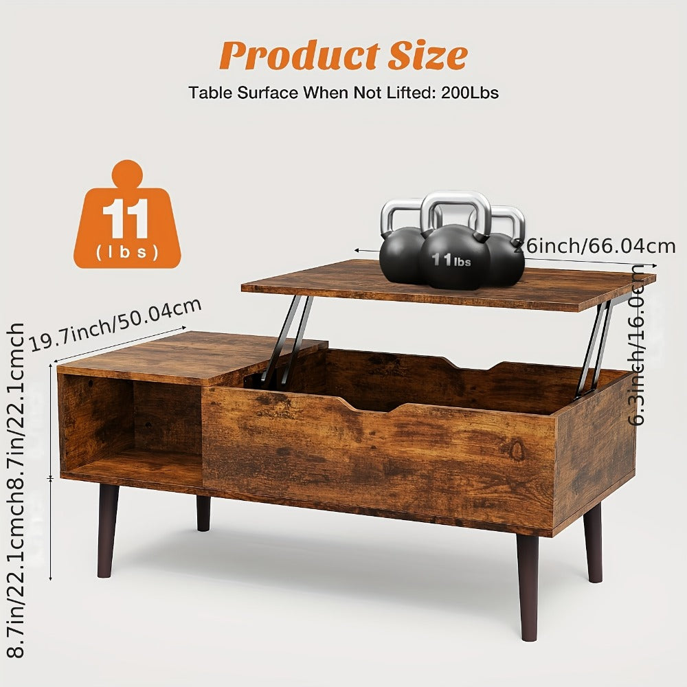 Coffee Table with Hidden Storage for Work, Display, and Everyday Use