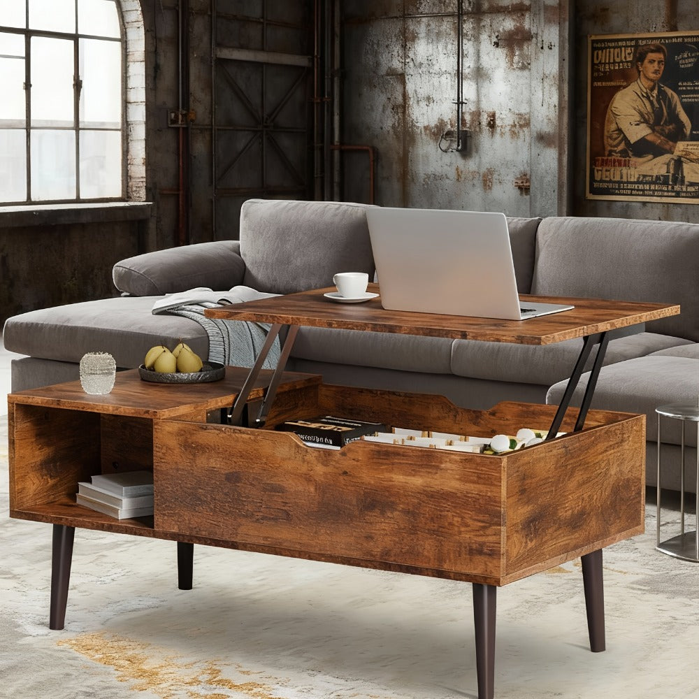 Coffee Table with Hidden Storage for Work, Display, and Everyday Use